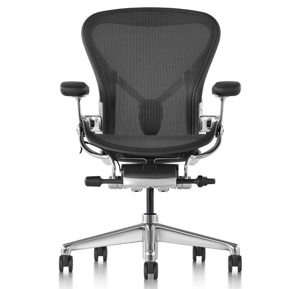 Herman Miller Aeron Remastered in alluminio lucido ricondizionata