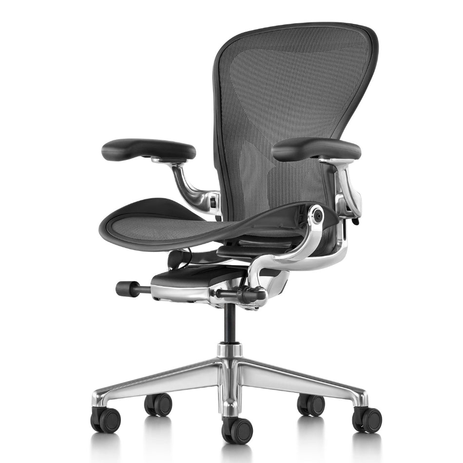 Herman Miller Aeron Remastered in alluminio lucido ricondizionata